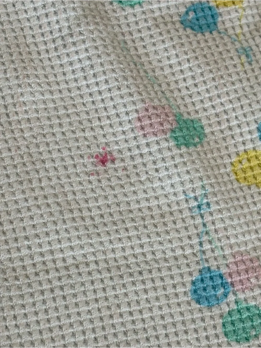 VTG J.E. Morgan Baby Blanket Balloon Waffle Weave Knit Receiving Cotton Pastel